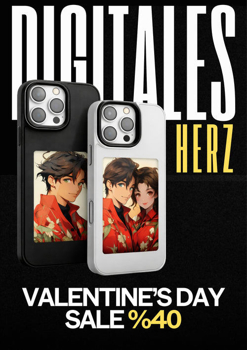 delightatelier Schwarz / iPhone 16 Pro Max Digitales Herz's NFC Handyhülle